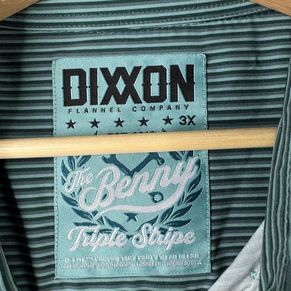 Dixxon Flannel Co The Benny Triple Stripe Green Short Sleeve Button Up Shirt 3X - Picture 4 of 8